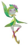  arm_up boots e_volution flower full_body hisuian_lilligant leg_up no_humans pokemon pokemon_(creature) purple_eyes purple_flower shiny shiny_skin simple_background solo white_background yellow_footwear 