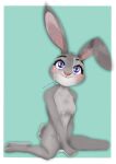  absurd_res anthro barechested blush bodily_fluids cum cum_on_chest cum_on_face cum_on_ground disney eyelashes feet female fur genital_fluids grey_body grey_fur hi_res judy_hopps lagomorph leporid looking_at_viewer mammal navel nekopumpkin nude paws purple_eyes rabbit scut_tail short_tail smile solo zootopia 