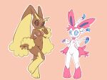  2022 absurd_res anthro areola blue_eyes breasts brown_body digital_media_(artwork) eeveelution female flat_chested flat_colors fur genitals hi_res lagomorph leporid looking_at_viewer lopunny mammal nintendo nipples nova_rain nude pink_areola pink_nipples pok&eacute;mon pok&eacute;mon_(species) pussy rabbit ribbons simple_background sketch smile solo sylveon video_games white_body 
