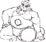  2022 anthro belly bulge canid canine clothing exe_exem humanoid_hands kemono lifewonders live-a-hero male mammal moobs navel nipples overweight overweight_male raccoon_dog shoen simple_background sketch solo tanuki underwear video_games white_background 