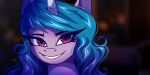  black_eyeliner blue_hair celes-969 equid equine eyeliner female hair hasbro hi_res horn izzy_moonbow_(mlp) makeup mammal mlp_g5 my_little_pony pointy_eyelashes purple_eyes redraw smile solo unicorn 