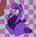  ambiguous_gender anthro belly big_belly big_penis disembodied_penis duo genitals lipstick makeup mala_(malafox) malafox male mammal overweight penis procyonid purple_body raccoon simple_background 