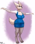  absurd_res aggressive_retsuko anthro braless breasts canid canine cleavage clothed clothing digitigrade female fennec fenneko fox ganler hi_res mammal sanrio solo standing t-pose 