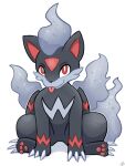 ambiguous_gender black_body black_fur canid canine canis claws domestic_dog feral finger_claws fur hi_res mammal multicolored_body multicolored_fur pal_(species) palworld pocketpair pseudo_hair smoke smoke_hair smokie_(pal) solo toe_claws tongue tongue_out vavacung
