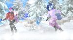 absurd_res anthro clothing coal crystal_glaze_(oc) duo equid equine eyewear fan_character feathertrap_(oc) food friendship_is_magic glasses gloves handwear hasbro hi_res horn male mammal my_little_pony mythological_creature mythological_equine mythology pink_clothing plant purple_eyes red_clothing shining_armor_(mlp) snow snowball snowball_fight snowing snowman twilight_sparkle_(mlp) unicorn unie vegetable