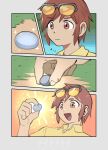 5_fingers clothing eevee eeveelution eyewear feral fingers gender_transformation generation_1_pokemon hi_res human jaki-kun_(character) male mammal nintendo oposa pokemon pokemon_(species) solo sunglasses transformation transformation_sequence yellow_clothing