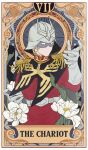  1boy blonde_hair card char_aznable epaulettes faceless faceless_male gloves gundam helmet highres long_sleeves male_focus mask mikazuki121410 military_uniform mobile_suit_gundam short_hair solo tarot tarot_card the_chariot_(tarot) 