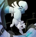 animal_genitalia bandage bandaged_arm black_eyes blush blush_lines cel_shading claws cloaca duo genitals gills heart_eyes heart_symbol humanoid intersex intersex/intersex maleherm marrow_(puppetmaster13uwu) paws penis pressure_(roblox) puppetmaster13uwu rain_world sebastian_solace_(pressure) shaded slugcat slugcat_humanoid videocult white_body