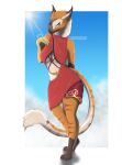  anthro avian bird clothed clothing dexter.98 dexterthekobold dress female gryphon hi_res mythological_avian mythology navel pickit solo 