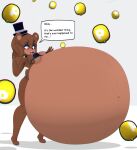 2025 3d_(artwork) accessory air_inflation anthro bear belly belly_expansion big_belly big_breasts black_bow_tie black_bra black_clothing black_eyeshadow black_hairband black_hat black_headwear black_nose black_underwear blue_eyes blush bow_tie bra breasts brown_body brown_ears brown_hair brown_inner_ear clothing colored dialogue digital_media_(artwork) english_text expansion eyeshadow female five_nights_at_freddy&#039;s freddy_(fnaf) fredina&#039;s_nightclub frenni_(cryptiacurves) hair hair_accessory hairband hat headgear headwear hi_res huge_belly hyper hyper_belly hyper_inflation inflation just-a-cake looking_at_belly looking_at_own_belly looking_down looking_down_at_self makeup mammal mario_bros navel nintendo power_balloon scottgames shaded simple_background solo speech_bubble surprised_expression text thick_thighs underwear white_background