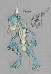  1c_company alexander_yazinin alien ambiguous_gender amphibian clothed clothing concept_art elemental_games green_body horn katauri_interactive membrane_(anatomy) official_art peleng russian_text solo space_rangers text translated 
