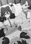  1boy 2girls absurdres arue_(konosuba) assisted_rape bdsm bed bondage bottomless bound breasts breasts_out censored chain closed_mouth clothed_female_nude_male clothes_lift collared_shirt commentary_request crossover cum cum_in_pussy diagonal-striped_clothes diagonal-striped_necktie drill_hair eyepatch ffm_threesome grabbing_another&#039;s_breast greyscale groping group_sex hetero highres indoors kono_subarashii_sekai_ni_shukufuku_wo! large_breasts lifting_another&#039;s_clothes long_hair looking_at_another loose_socks lying medium_hair misaka_mikoto monochrome mosaic_censoring multiple_girls necktie nipples no_panties nude on_back on_bed partially_unbuttoned penis pillow pussy restrained satou_kazuma school_uniform sex shirt shirt_lift short_sleeves sidelocks sirokohi skirt skirt_lift small_breasts smile socks striped_clothes summer_uniform sweat sweater_vest sweater_vest_lift thighhighs threesome toaru_kagaku_no_railgun toaru_majutsu_no_index tokiwadai_school_uniform 