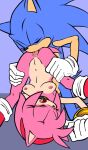  1boy amy_rose anal anilingus blue_fur breasts closed_eyes collar hetero highres open_mouth oral oral_sex pink_fur pink_hair randomguy999 rimming rimming_female sega short_hair small_breasts sonic_(series) sonic_the_hedgehog sonic_the_hedgehog_(series) 