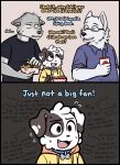 2025 abuse adult_(lore) anthro beverage bodily_fluids canid canine canis chihuahua clothed clothing collar comic cute_fangs dialogue dog_tags domestic_dog dwarfism eating eating_food english_text eyewear fangs father_(lore) father_and_child_(lore) father_and_son_(lore) flashback flying_sweatdrops food fully_clothed german_shepherd glasses group herding_dog hi_res holding_beverage holding_object hoodie hybrid looking_at_another looking_back looking_back_at_another male mammal merrill_(spudnikmutt) multiple_scenes nervous open_mouth overweight overweight_anthro overweight_male parent_(lore) parent_and_child_(lore) parent_and_son_(lore) pastoral_dog rectangular_glasses rookie_(spudnikmutt) shirt son_(lore) spudnik_(spudnikmutt) spudnikmutt standing sweat sweatdrop t-shirt teeth text topwear toy_dog traumatized trio wearing_glasses wolfdog