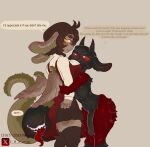 anthro apron big_breasts black_body black_feet black_head black_horn black_penis blush bottomwear bovid breasts breasts_on_face brown_hair butt_in_face butt_nuzzling caprine chachan chachan_(artist) clothed clothed_anthro clothing crimmie deity dialogue dragon duo eastern_dragon face_in_breasts feet female genitals goat hair hi_res horn hug hugging_another hybrid imp lagomorph legwear long_ears long_tongue male male/female mammal mythological_creature mythological_scalie mythology penis pupils purring red_arms red_legs red_sclera scalie skirt skvader speech_bubble stockings tail tail_mouth tail_tuft tailmouth_(species) teeth_showing text thought_bubble tongue tongue_out tuft unusual_anatomy unusual_tail white_pupils wings yellow_pupils