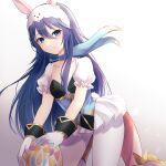  1girl animal_ears bangs blue_eyes blue_hair choker easter_egg egg fake_animal_ears fake_tail fire_emblem fire_emblem_awakening fire_emblem_heroes gloves hair_between_eyes highres long_hair looking_at_viewer lucina_(fire_emblem) lucina_(spring)_(fire_emblem) official_alternate_costume pantyhose playboy_bunny rabbit_ears rabbit_tail reia_hana short_sleeves signature simple_background smile solo symbol-shaped_pupils symbol_in_eye tail white_gloves white_legwear 
