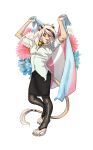  alyah_(uchoa) anthro bell bell_collar clothing collar digitigrade felid female flower fur highlights_(coloring) intricatevision legwear lgbt_pride lion mammal pantherine plant pride_colors solo stockings trans_(lore) trans_woman_(lore) transgender_pride_colors white_body white_fur 