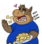  &lt;3 2019 anthro blush brown_body clothing eyes_closed fatyogi humanoid_hands male mammal overweight overweight_male shirt simple_background solo suid suina sus_(pig) topwear white_background wild_boar 