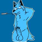 1:1 absurd_res animal_humanoid anthro arm_tuft balls big_balls blue_balls blue_body blue_fur blue_wolf bugsnax canid canid_humanoid canine canine_humanoid canis cheek_tuft eddy_(eddymurray) eddymurray elbow_tuft eyewear facial_tuft fluffy fur genitals glasses grumpus grumpy hi_res humanoid inner_ear_fluff male male/male mammal mammal_humanoid nipples penis simple_background simple_nose solo tuft wearing_glasses wolf wolf_humanoid wolf_tail young_horses