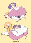  absurd_res anthro big_breasts breast_pillow breast_squish breasts canid canine canis clothed clothing domestic_dog female fur gravewalker hair hi_res huge_breasts hugging_breasts husky hyper hyper_breasts mammal nordic_sled_dog orange_body orange_fur purple_hair solo spitz squish 