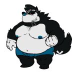  2020 anthro black_body blue_nose canid canine canis clothing fatyogi hat headgear headwear hi_res humanoid_hands male mammal overweight overweight_male solo underwear white_body wolf 