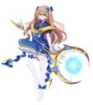  1girl blonde_hair blue_bow blue_bowtie blue_eyes bow bowtie ddt_(darktrident) frilled_skirt frills hair_ornament highres holding holding_staff magical_girl pantyhose personification skirt smile staff starcraft white_background white_pantyhose 