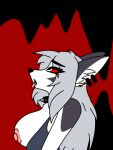  animated anthro atrixo blush bodily_fluids breasts breathing canid canid_demon canine clothed clothing cum cum_on_breasts cum_on_face demon female genital_fluids hellhound helluva_boss loona_(helluva_boss) mammal solo topless 