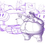  2014 anthro biped bottomwear clothing eyewear fatyogi flag glasses hat headgear headwear humanoid_hands male mammal obese obese_male overweight overweight_male pants shirt solo suid suina sus_(pig) tank topwear vehicle wild_boar 