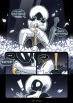 2025 anthro armwear arthropod big_breasts black_body bodysuit breasts clothing comic dialogue duo elbow_gloves english_text exclamation_point female fight gloves handwear hi_res hollow_knight hornet_(hollow_knight) insect lace_(hollow_knight:_silksong) latex latex_bodysuit latex_clothing latex_skinsuit melee_weapon multicolored_body rem_phase skinsuit speech_bubble sword team_cherry text threatening threatening_with_weapon tight_clothing two_tone_body weapon white_armwear white_body white_bodysuit white_clothing white_elbow_gloves white_gloves white_handwear white_latex white_skinsuit