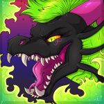  anthro dragon fangs female fire hi_res mouth_shot neonpeppermint open_mouth reptile scales scalie solo teeth teeth_showing tongue 