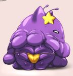  absurd_res alien blush bodily_fluids butt clothing female goo_creature hi_res humanoid hybrid nimu panties purple_slime short_legs shy simple_background slime solo superbinario thick_thighs underwear 