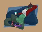absurd_res alligator alligatorid amphibian anthro arachnid arthropod artist bbear bean_bag beverage biped blue_claws bottomless breasts brown_hair canid canine canis claws clothed clothing container creating_art crocodilian cup dated digital_media_(artwork) drawing drawing_(action) drawing_in_a_drawing drawing_tablet electronics featureless_crotch feet female fish fluffy_ears footwear frog green_body hair hand_behind_head hi_res holding_object horizontal_pupils hybrid kangaroo krita_(artwork) leaning leaning_backward looking_down looking_down_at_object macropod mammal marine marsupial multicolored_body pouch_(anatomy) pupils relaxing reptile scalie shaded shark shirt signature simple_background sitting slightly_chubby socks solo solo_focus spider spread_legs spreading sweater tail tank_top toeless_footwear topwear two_tone_body wolf yellow_eyes