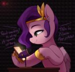  absurd_res cellphone dialogue english_text equid equine female green_eyes hair hasbro hi_res hooves mammal marenlicious microphone mlp_g5 my_little_pony pegasus phone pipp_petals_(mlp) purple_hair smartphone solo text wings 