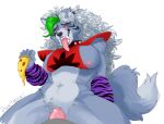  ahegao anthro breasts canid canine canis clothed clothing digital_media_(artwork) duo ear_piercing female female_penetrated five_nights_at_freddy&#039;s five_nights_at_freddy&#039;s:_security_breach food fur genitals green_hair hair holding_food holding_object looking_pleasured male male/female mammal mordecal nipples open_mouth penetration penis piercing pizza pizza_slice pussy roxanne_wolf_(fnaf) scottgames sex simple_background smile solo_focus tongue tongue_out video_games wolf 