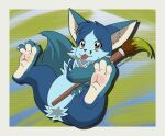 &gt;:p 2025 3_toes 4_fingers anthro artist_name belly black_nose blue_arms blue_belly blue_body blue_ears blue_face blue_feet blue_fingers blue_fur blue_hands blue_legs blue_toes brush chest_tuft claws colored colorful_background darlan_space darlan_the_fox_(darlan_space) digital_drawing_(artwork) digital_media_(artwork) feet finger_claws fingers fur green_eyes green_ink happy hi_res holding_brush holding_object ink legs_up male monotone_arms monotone_belly monotone_body monotone_face monotone_feet monotone_fur monotone_hands monotone_legs monotone_soles paint painting shaded signature simple_eyebrows smile smiley_face smiling_at_viewer soles solo tan_soles text toe_claws toes tongue tongue_out tuft