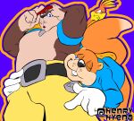 anthro backpack banjo-kazooie banjo_(banjo-kazooie) bear bedroom_eyes bottomless bottomwear clothed clothing conker conker&#039;s_bad_fur_day duo henry_hyena hi_res hoodie hoodie_only hugging_hips male mammal narrowed_eyes rareware rodent sciurid seductive shorts team_phoria_legacy topwear topwear_only tree_squirrel