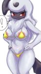  absol anthro areola bikini breasts clothing ehada female fur genitals hand_on_hip hi_res nintendo pok&eacute;mon pok&eacute;mon_(species) pubes pussy solo swimwear video_games white_body white_fur 