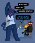 absurd_res angus_delaney anonyxnugax anthro bea_santello bear bottomless canid canine clothed clothing crocodile crocodilian domestic_cat felid feline felis female fox fur genitals gregg_lee hi_res mae_borowski male mammal night_in_the_woods open_mouth pussy reptile scalie shirt slightly_chubby stretching text topwear yawn