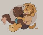 2025 absurd_res annoyed anthro barefoot bird_dog biscuit_(chewtoyys) black_nose blonde_hair blue_bottomwear blue_clothing blue_shorts bottomwear brown_ears brown_hair brown_tail button_ears canid canine canis chewtoyys chibi clothed clothed_anthro clothed_male clothing countershading daww digital_drawing_(artwork) digital_media_(artwork) dipstick_tail domestic_cat domestic_dog duo eyes_closed feet felid feline felis female floppy_ears full-length_portrait fully_clothed fully_clothed_anthro fully_clothed_male fur golden_retriever grey_bottomwear grey_clothing grey_shorts hair hi_res hindpaw hunting_dog inner_ear_fluff kissing looking_aside lucky_(chewtoyys) male male_anthro mammal markings paws portrait retriever shirt shorts side_view simple_background t-shirt tail tail_markings tail_tuft tan_background tan_body tan_clothing tan_countershading tan_feet tan_hands tan_inner_ear_fluff tan_shirt tan_t-shirt tan_tail_tip tan_topwear topwear tuft two_tone_tail yellow_body yellow_ears yellow_fur yellow_tail