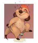 2025 anthro bodily_fluids cocktail_glass container cup disney drinking_glass drunk female flat_chested fur genital_fluids genitals glass glass_container glass_cup hair herpestid hi_res mammal meerkat multi_nipple nipples noodlestoat nude nude_anthro nude_female on_one_leg orange_hair peeing peeing_into_cup pussy solo standing substance_intoxication tan_body tan_fur the_lion_king timon&#039;s_ma urine watersports