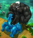 2022 3_eyes 5_fingers 5_toes balls barazoku beard black_arms black_body black_chest black_feet black_fingers black_hands black_head black_legs black_nipples black_penis black_skin blue_arms blue_balls blue_body blue_chest blue_feet blue_fingers blue_hands blue_head blue_legs blue_nipples blue_penis blue_toes bodily_fluids erection facial_hair feet fingers friendly_unit93 genital_fluids genitals goo_creature hair hi_res humanoid imminent_oral lactating male male/male male_humanoid multi_eye muscular muscular_humanoid nipples not_furry orc penis penis_on_belly penis_on_face pointy_ears precum toes tusks white_beard white_eyes white_facial_hair white_hair