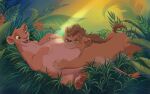 2016 4_toes belly big_belly black_kitty blue_eyes brown_body brown_eyebrows brown_fur brown_hair brown_nose brown_pawpads brown_tail brown_tail_tuft closed_smile colored day digital_drawing_(artwork) digital_media_(artwork) disney duo english_description eyebrows eyelashes fan_character feet felid female female_feral feral fern flower fur grass green_eyes hair half-closed_eyes hugging_belly light lighting lion long_hair lying lying_on_ground male male/female male_feral mammal mouth_closed multicolored_body multicolored_fur narrowed_eyes nibu_(black_kitty) on_back on_ground open_mouth open_smile orange_flower pantherine pawpads paws pink_tongue plant pregnant pregnant_female pregnant_feral quadruped shaded smile smiling_at_another smiling_at_each_other smiling_at_partner sunlight tail tail_tuft tan_body tan_fur the_lion_guard the_lion_king tiifu_(the_lion_guard) toes tongue tuft two_tone_body two_tone_fur whiskers yellow_sclera