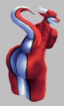 2025 absurd_res ambiguous_gender anthro athletic big_butt black_body black_fur butt countershading crossed_arms detailed detailed_fur digital_drawing_(artwork) digital_media_(artwork) digital_painting_(artwork) ears_back fluffy fluffy_tail foxpetrichor fur grey_background happy hi_res horn kobold looking_at_viewer looking_back monotone_background multicolored_body multicolored_fur open_mouth painting_(artwork) pivoted_ears purple_eyes red_body red_fur scalie shaded simple_background solo tail thick_tail thick_thighs three-quarter_view white_body white_countershading white_fur white_horn