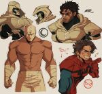  2boys artist_request bandages bodysuit cape crescent gloves glowing highres hood hood_up looking_at_viewer male_focus marc_spector marvel marvel_rivals mask moon moon_knight mr._knight multiple_boys peter_parker short_hair spider-man spider-man_(series) superhero_costume white_cape white_gloves 