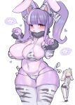  anthro big_breasts bikini blush breasts clothing female hair hi_res lagomorph leporid mammal purple_hair rabbit rikose side-tie_bikini swimwear wide_hips 