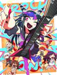  6+girls asymmetrical_legwear black_hair blue_hair commentary danganronpa_(series) danganronpa_2:_goodbye_despair hair_horns jewelry koizumi_mahiru long_hair mioda_ibuki mismatched_legwear multicolored_hair multiple_girls nanami_chiaki necklace owari_akane pekoyama_peko piercing pink_eyes pink_hair qosic saionji_hiyoko scar school_uniform serafuku sonia_nevermind stitches thighhighs torn_clothes torn_legwear tsumiki_mikan white_hair 