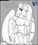  absurd_res anthro clothing dress equid equine feathered_wings feathers female friendship_is_magic hasbro hi_res horn horse killerqueen1911 larger_female line_art mammal my_little_pony mythological_creature mythological_equine mythology pony princess_luna_(mlp) size_difference solo unfinished winged_unicorn wings 