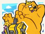 2025 3_toes adventure_time anthro black_nose canid canine canis cartoon_network crown disembodied_hand domestic_dog duo feet hands_behind_head headgear hi_res jake_the_dog laugh male mammal motion_lines one_eye_closed open_mouth open_smile orange_body patugh pink_tongue smile solo_focus teeth tickle_fetish tickling tickling_feet toes tongue treasure_chest wand wearing_crown