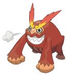  absurdres animal_focus artist_request clenched_hands darmanitan darmanitan_(standard) fire full_body grin highres no_humans nostrils official_art pokemon pokemon_(creature) pokemon_bw pokemon_focus puff_of_air sharp_teeth smile solo teeth third-party_source transparent_background v-shaped_eyebrows 