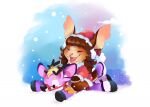 2020 anthro artist_name bell bell_harness biped blonde_hair brown_body brown_fur brown_hair chibi christmas christmas_clothing christmas_headwear christmas_topwear clothing dated deer duo eyes_closed female flynn_(flynnbuck) fur hair harness hat headgear headwear holidays honey_(fsmaverick) hybrid jingle_bell jingle_bell_harness lagomorph leporid long_ears long_hair madshy male mammal open_mouth open_smile plushie purple_body purple_fur rabbit santa_hat seam_(sewing) smile snow stitch_(sewing) tan_body tan_fur text topwear watermark white_body white_fur
